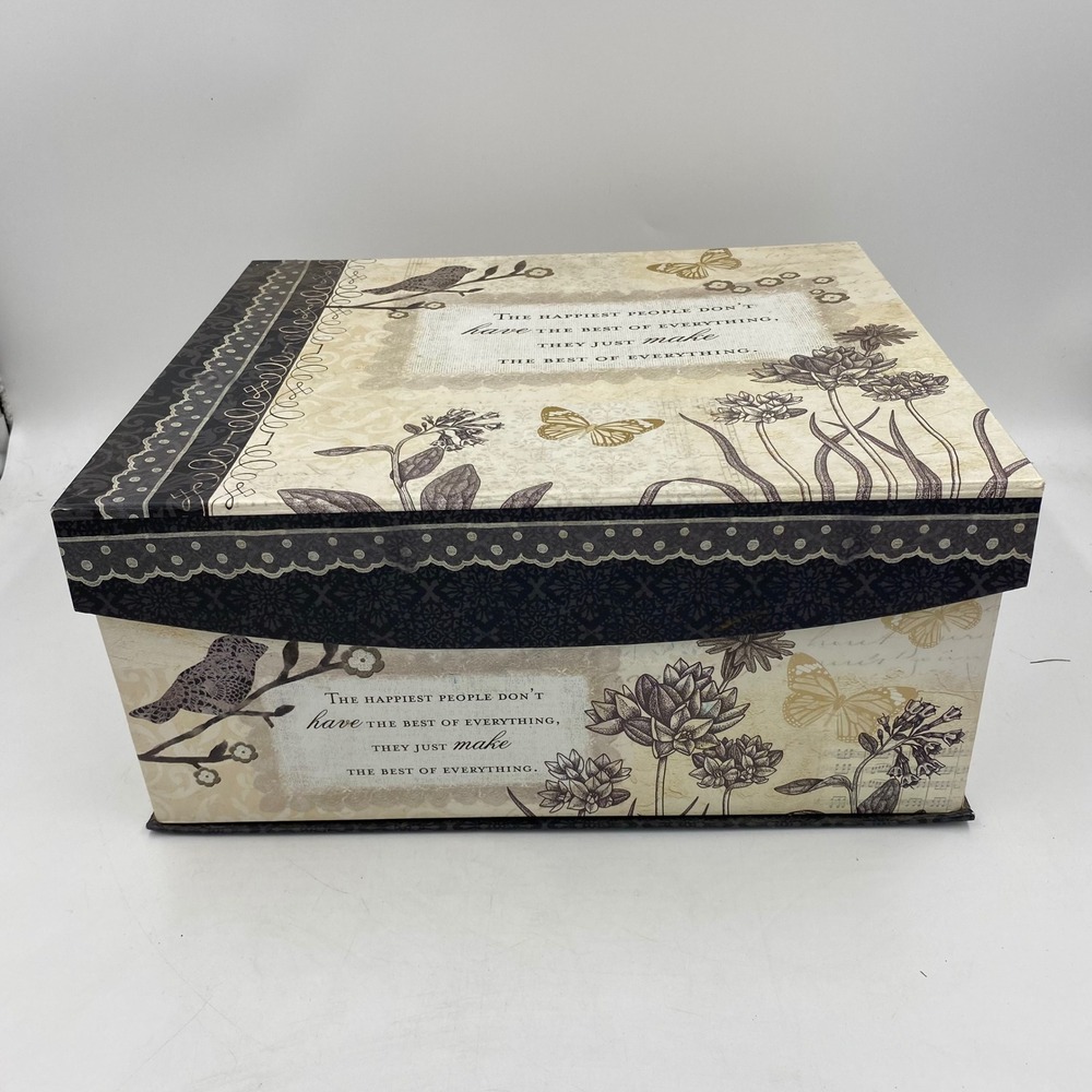 Ashland Unisex OS Decorative Storage Box Cream Floral Bird Butterfly Quote